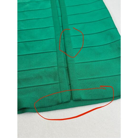 HERVE LEGER Kelly Green Halter Bandage Maxi Dress Gown Bodycon Size XS Ret $1100 - Picture 11 of 13